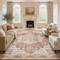 Washable Rug 9x12 Area Rugs: Boho Vintage Distressed Oriental